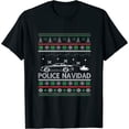 thumbnail image 1 of Police Navidad Ugly Christmas Sweater Design Womens T-Shirt Black XL, 1 of 5
