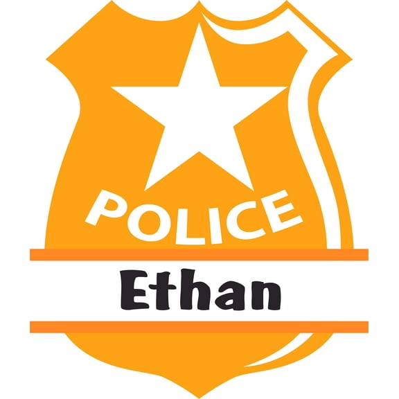 Police Officer Badge Cop Uniform Customized Wall Decal - Custom Vinyl Wall Art - Personalized Name - Baby Girls Boys Kids Bedroom Wall Decal Room Decor Wall Stickers Decoration Size (20x12 inch)