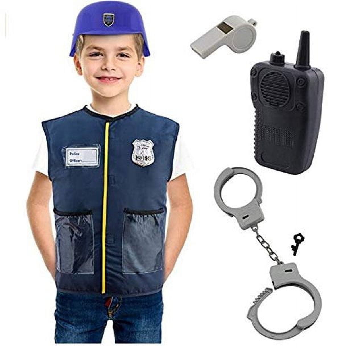 Cocojeci Boys Dress up Trunk Costumes Set,15pcs Pretend Role Play Set  Fireman, Police, Construction Worker Costume with Accessories for Kids Ages  3-7