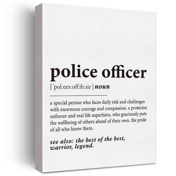 Police Officer Definition Print Canvas Wall Art Police Office Decor Modern Police Painting Canvas Poster Framed Ready to Hang Dictionary Artwork Police Officer Gifts