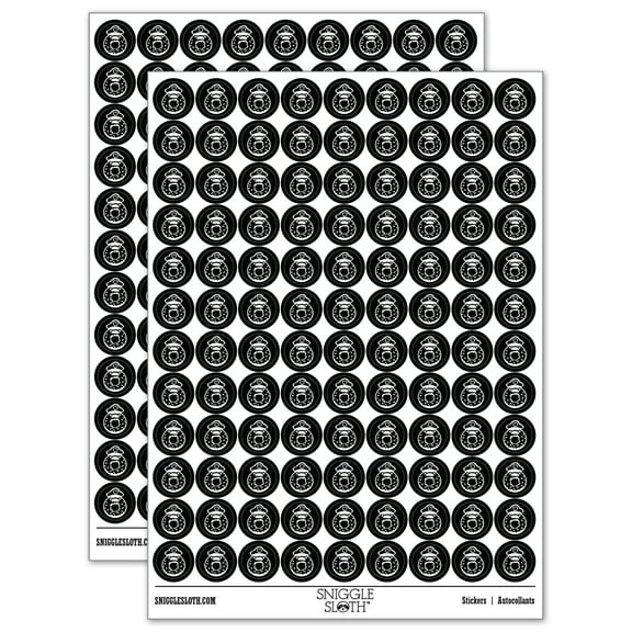 Police Officer Donut 200+ Round Stickers - Black - Gloss Finish - 0.50" Size