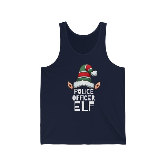 Police Officer Elf Unisex Tank Top, XS-2XL Christmas Holidays Elves Cop