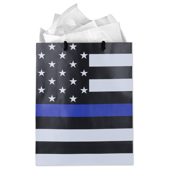 Police Officer Gift Bag! Includes 2 pcs. of White Tissue. This Thin Blue Line bag makes every gift exceptional. by Havercamp