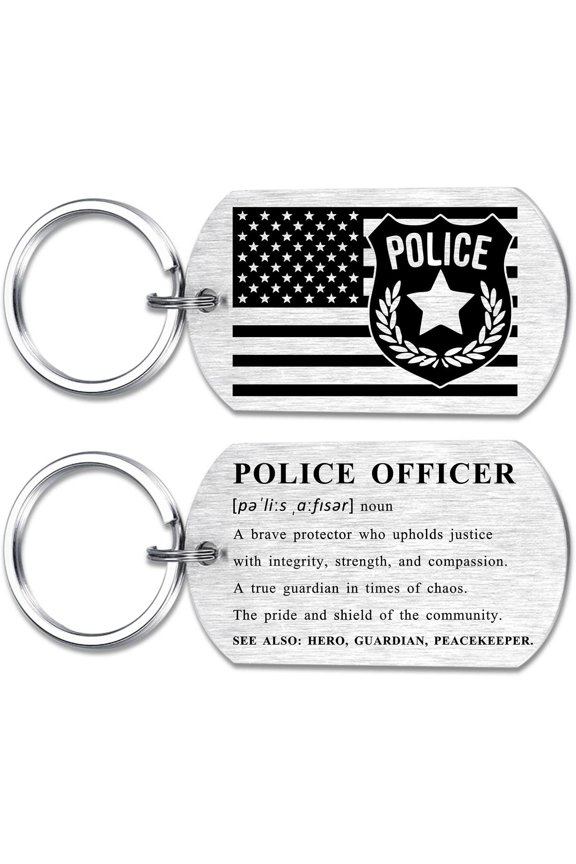 Police Officer Gifts for Men Women - American Flag Badge Keychain - Law Enforcement Gifts for Cops, Officers, and Graduates - Police Retirement or Appreciation Gift