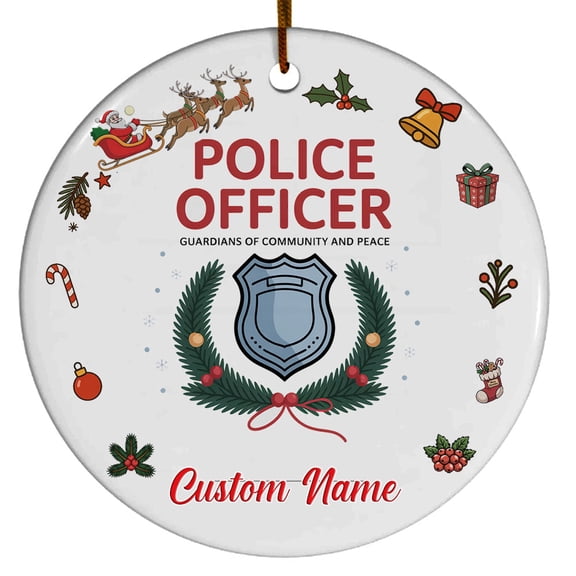 Police Officer Ornament  Custom Text Ornament Gift for Family, Friends & Coworkers, Christmas 2025 Tree Decoration
