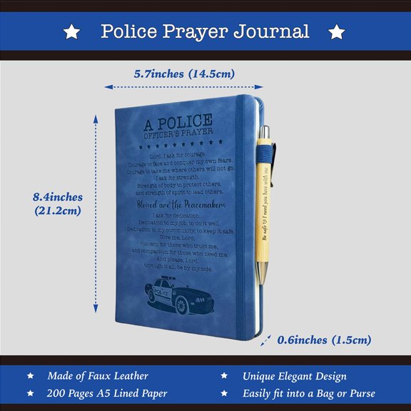 Police Officer Prayer Journal Faux Leather A5 Size 5.7x8.4 Inches
