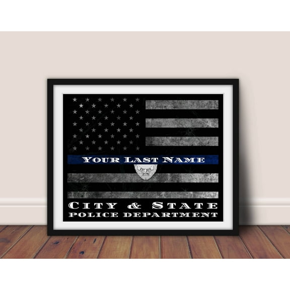 Police Officer Retirement Thin Blue line gift Art