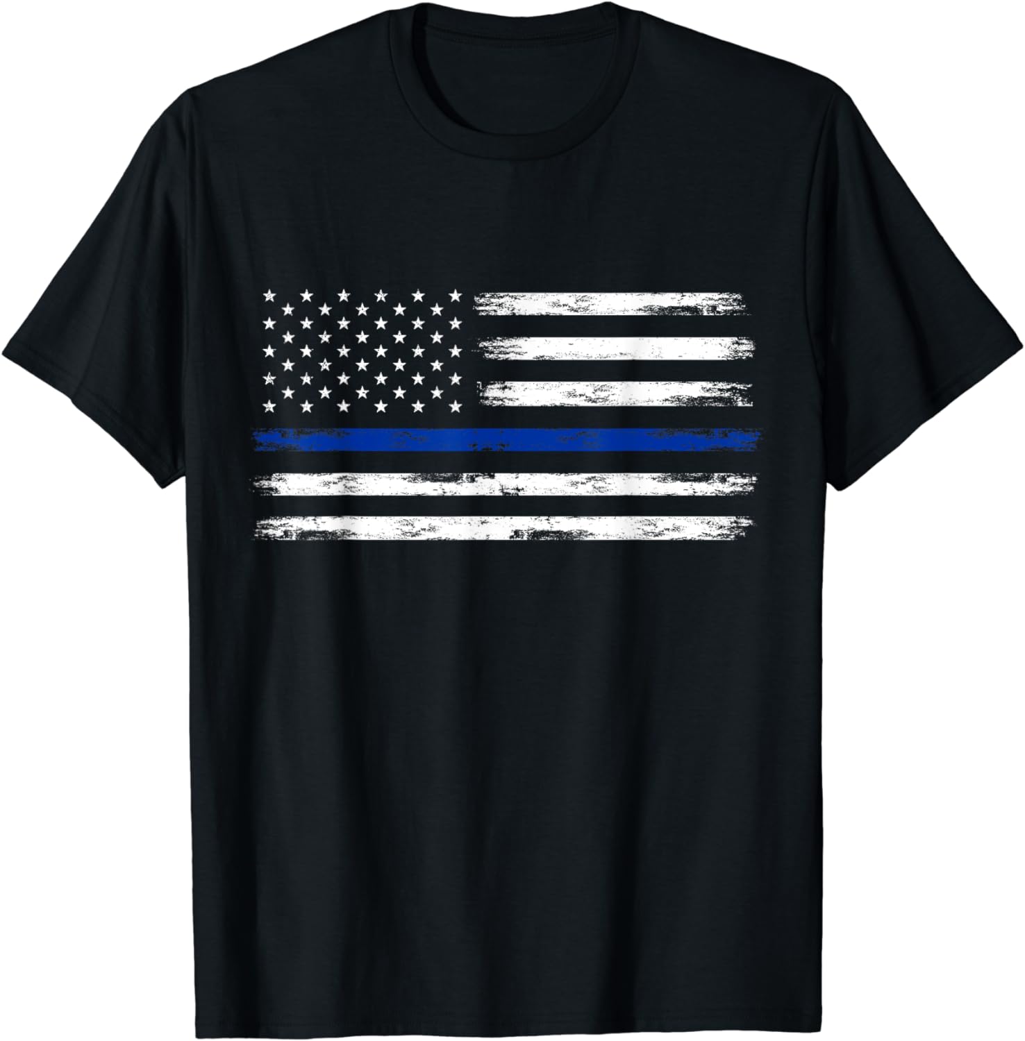 Police Officer US USA American Flag Thin Blue Line T-Shirt - Walmart.com