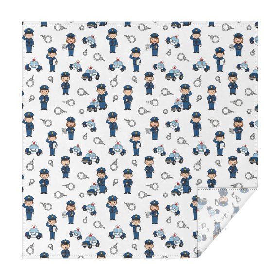 Police and Officer White Pattern Square Tablecloth, Waterproof Wipeable Spillproof Washable Table Cover for Home Kitchen Party and Daily Decor 60"x60"