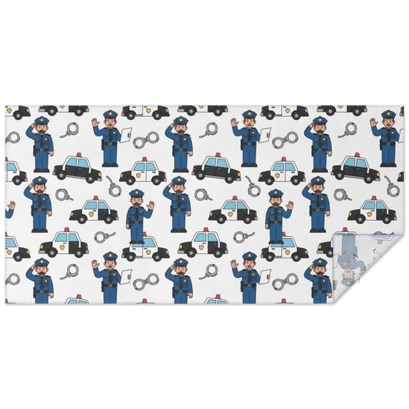 Police and Officer White Pattern Waterproof Tablecloth, Rectangular ...