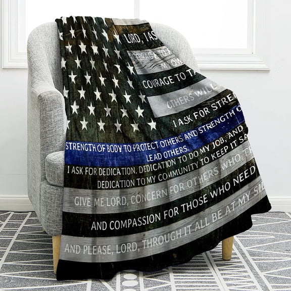 Police Officers Prayer Blanket Gifts for Men Kids Boys Home Bedroom Living Room Decor Soft Cozy Lightweight Plush Throw Blankets 50"x60"