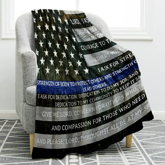 Police Officers Prayer Blanket Gifts for Men Kids Boys Home Bedroom Living Room Decor Soft Cozy Lightweight Plush Throw Blankets 60"x80"