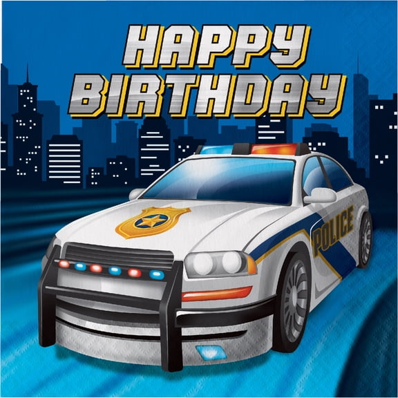 Police Party Birthday Napkins, 16 pk
