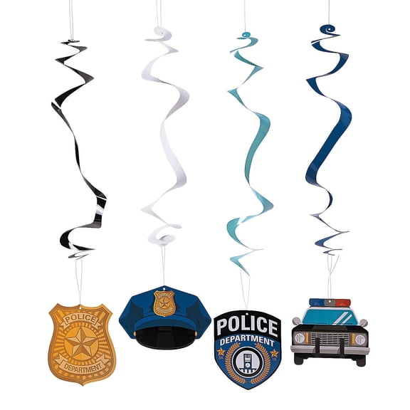 Police Party Dangling Swirls - Party Decor - 12 Pieces