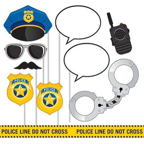 Police Party Photo Booth Props, 10 pk
