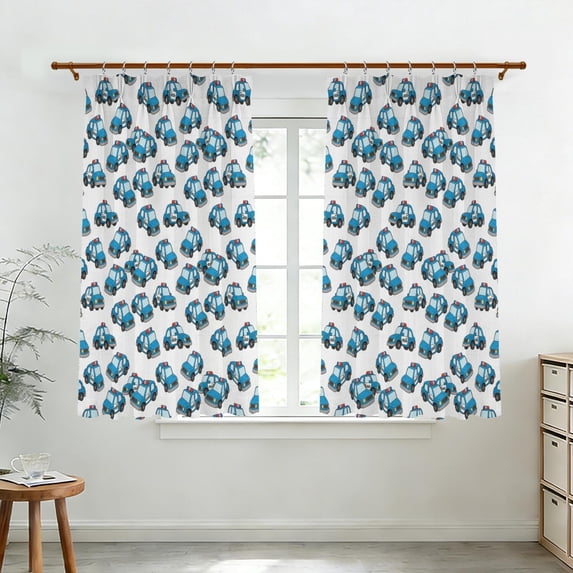 Police Pattern Pinch Pleat Semi Sheer Linen Curtains, Pinch Pleat ...