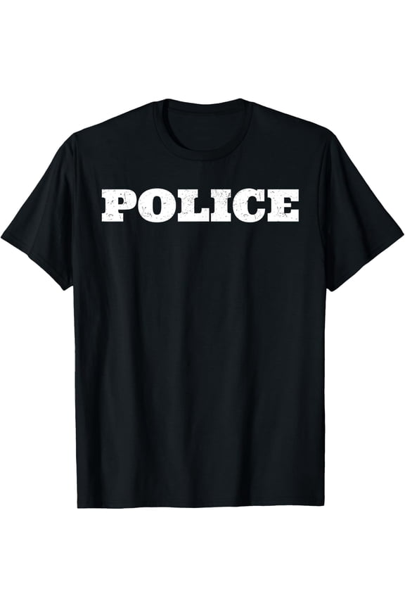 Police Policeman Cop Easy Lazy Halloween Costume Distressed T-Shirt