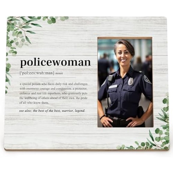 Police Retirement Gifts for Women, Policewoman Female Police Officer Definition Decor Picture Frames for 4x6 Photos, Police Officer Academy Graduation Gifts, Cool Gifts for Police Officers