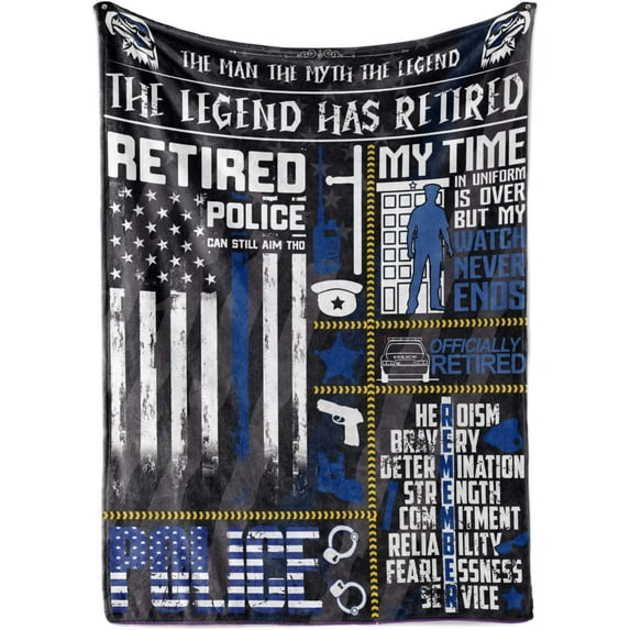 Police Retirement Gifts for Men, Retirement Gifts for Police Officers Men, Bed Flannel Plush Blankets (50"x 65") - The Legend Has Retired