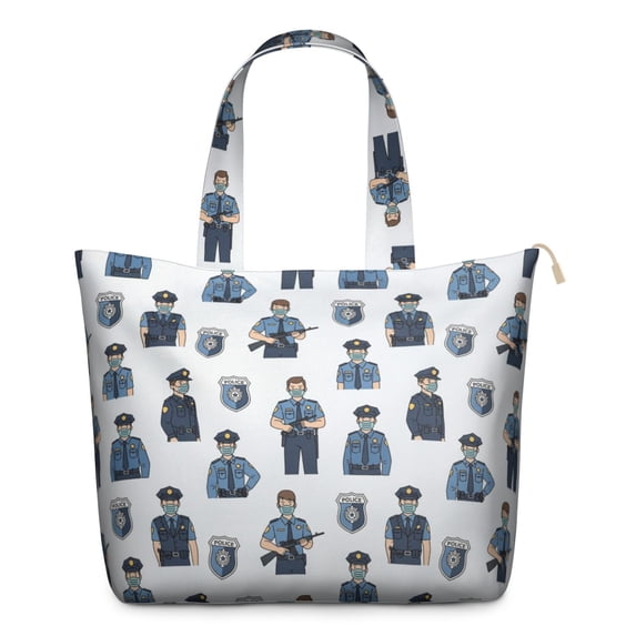 Police and Rifle White Pattern Weekend Tote Bag, Outdoor Travel ...