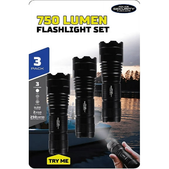 Police Security 750-Lumen Flashlight, 3 pk.