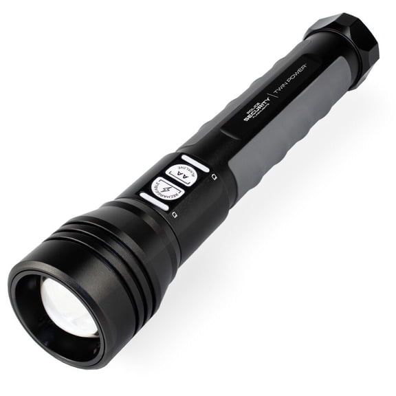 Police Security Flashlights Twin Power Flashlight 2000 Lumens Black