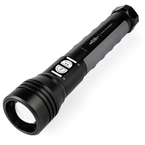 Police Security Flashlights Twin Power Flashlight 2000 Lumens Black