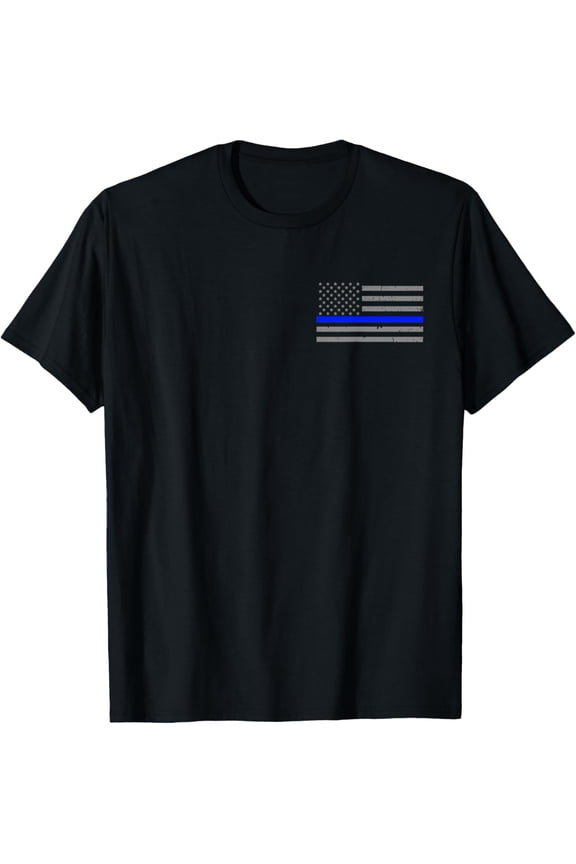 Police Sergeant Tshirt with Thin Blue Line Flag