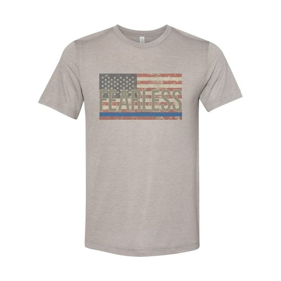 "Police Shirt, Fearless, Blue Line Shirt, Unisex, Soft Bella Canvas, Sublimation, Trendy Shirts, Vintage T, Gift For Police, Police Wife, Heather Stone, XL"