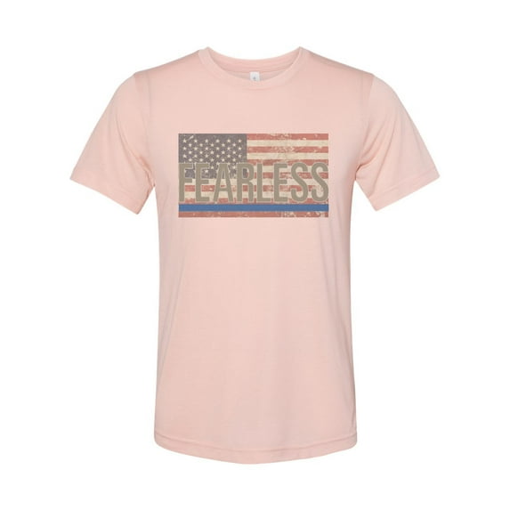 "Police Shirt, Fearless, Blue Line Shirt, Unisex, Soft Bella Canvas, Sublimation, Trendy Shirts, Vintage T, Gift For Police, Police Wife, Peach, LARGE"