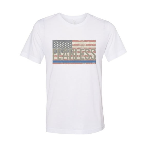 "Police Shirt, Fearless, Blue Line Shirt, Unisex, Soft Bella Canvas, Sublimation, Trendy Shirts, Vintage T, Gift For Police, Police Wife, White, SMALL"