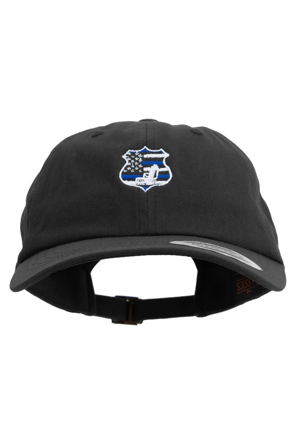 Police Sign with Gun Embroidered Dad Style Unstructured Low Profile 6 panel Cotton Cap - Black OSFM