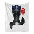 thumbnail image 1 of Police Soft Flannel Fleece Throw Blanket, Animal Dog Pug Wears Glasses Thumbs up Sirens Traffic Like Artwork Print, Cozy Plush for Indoor and Outdoor Use, 50" x 70", Blue and Black, by Ambesonne, 1 of 6