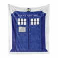 thumbnail image 1 of Police Soft Flannel Fleece Throw Blanket, Doctors Blue House British Landmark Phone Box Police Call Image Artwork Print, Cozy Plush for Indoor and Outdoor Use, 50" x 70", Blue and White, by Ambesonne, 1 of 6