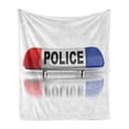 thumbnail image 1 of Police Soft Flannel Fleece Throw Blanket, Police Car Sirens on Top Cap Like Round Shaped Red and Blue Work of Art, Cozy Plush for Indoor and Outdoor Use, 50" x 60", Red Blue and White, by Ambesonne, 1 of 6