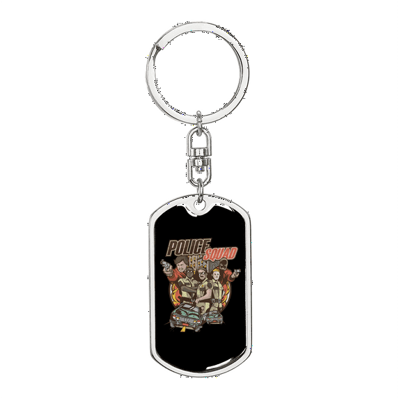 Police Squad Stainless Steel or 18k Gold Premium Swivel Dog Tag Keychain