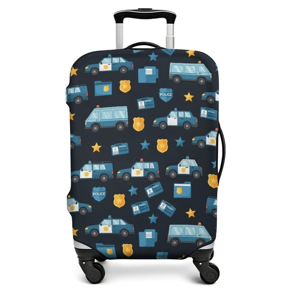 Police and Star Black Pattern Luggage Cover,Stretch Luggage Protective ...