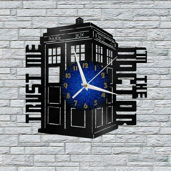 Police Station 12 Inch Vinyl Record Wall Clock - Silent, Creative, and Unique Clock for Living Room, Entryway, or Bedroom Decor - Perfect Gift Idea(12 inchs B without LED)