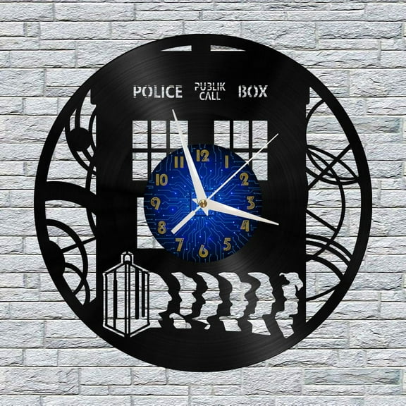 Police Station 2 12 Inch Vinyl Record Wall Clock - Silent, Creative, and Unique Clock for Living Room, Entryway, or Bedroom Decor - Perfect Gift Idea(12 inchs B without LED)