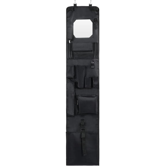 Police Style Hanging Closet 52 x 11 Inches Door Organizer Locker Shelf Hanging Locker Organizer with Mirror for Police Security Law Enforcement (Black, 1 Pcs)