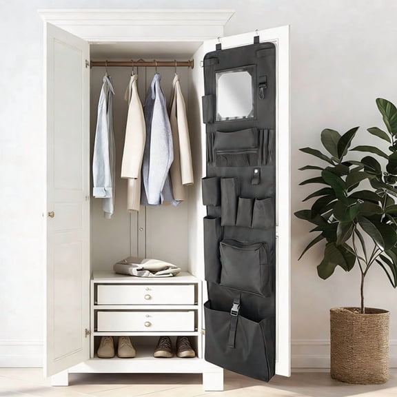 Locker Organizer with 6 Adjustable Shelves 53.5" Hanging Storage for Gym, School, Office & Dorm Holds Shoes, Books & Gear (25 lbs, Waterproof Black)