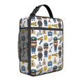thumbnail image 1 of Police and Thief White Pattern Insulated Lunch Bag for Men Women,Waterproof Lunch Box for Work,Picnic or Travel,Thermal Insulation,10.63x9.06x3.54 Inches, 1 of 5
