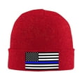 thumbnail image 1 of Police Thin Blue Line Flag Beanie Hat Knit Hat Skull Cap for Men Women Winter Hat Red, 1 of 4