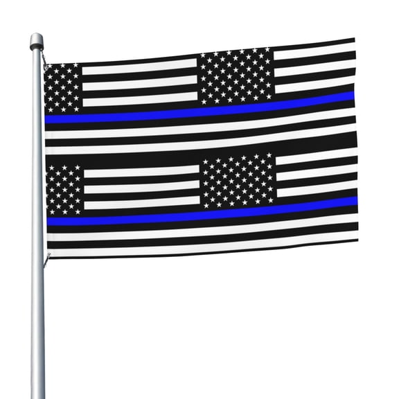 Police Thin Blue Line Flag Flag 5x8 Ft Print Vivid Color Outdoors Indoors Light-Weight Polyester Flags