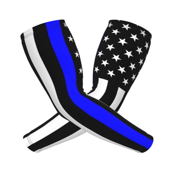 Police Thin Blue Line Flag Sports Compression Arm Sleeves Football Baseball Basketball Cycling Tennis For Men Women