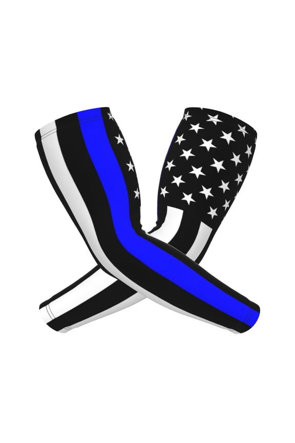 Police Thin Blue Line Flag Sports Compression Arm Sleeves Football Baseball Basketball Cycling Tennis For Men Women