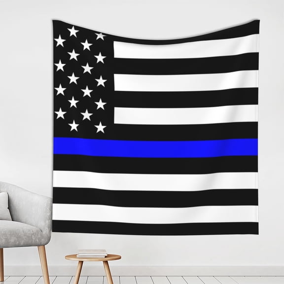 Police Thin Blue Line Flag Tapestries Wall Hanging Tapestry For Bedroom Dorm Decor(59"X59")