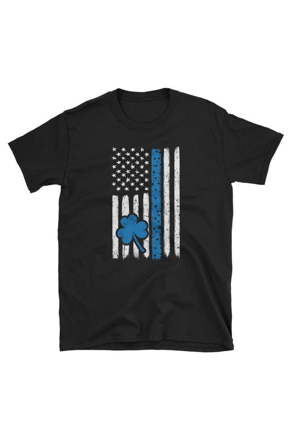 Police Thin Blue Line St Patricks Day Irish Gift Graphic Tee Shirt,for unisex up to size 5XL