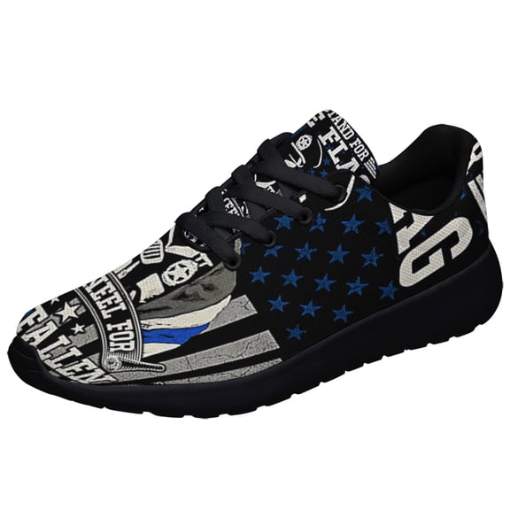 Police Thin Blue Line We Stnd For The We Kneel For The Fallen Shoes Sneakers Black Size 3.5