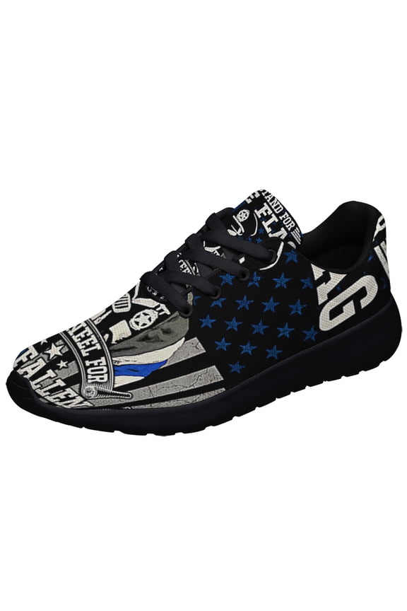 Police Thin Blue Line We Stnd For The We Kneel For The Fallen Shoes Sneakers Black Size 6
